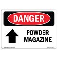 Signmission OSHA Danger Sign, Powder Magazine Up Arrow, 14in X 10in Rigid Plastic, 10" W, 14" L, Landscape OS-DS-P-1014-L-2260